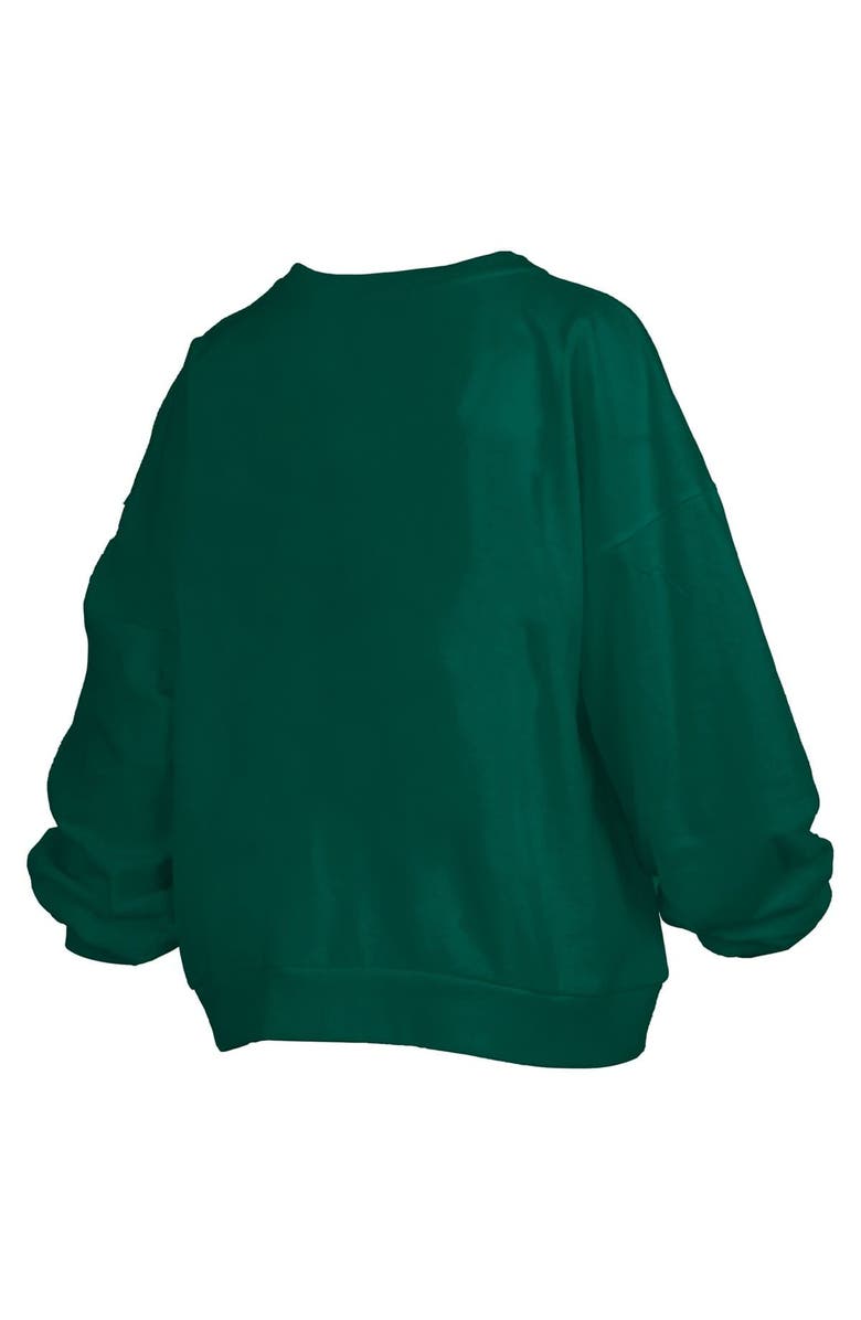 PRESSBOX Women's Pressbox Green Oregon Ducks Janise Arch Over Logo Waist Length Oversized Pullover Sweatshirt, Alternate, color, Green