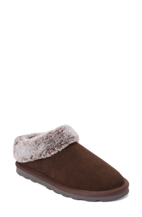 Suede Faux Fur Lined Clog