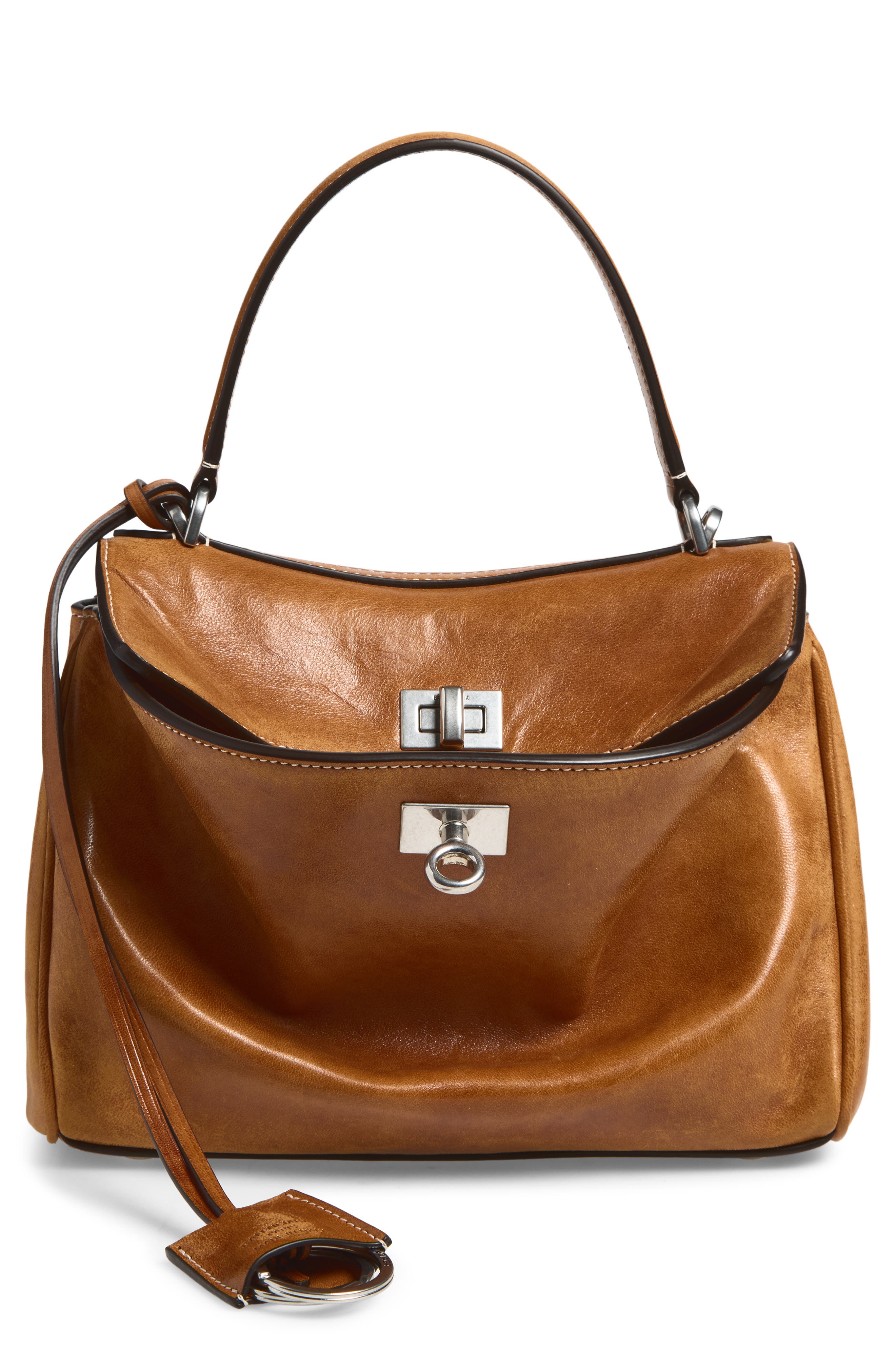 Mini Rodeo Lambskin Leather Top Handle Bag, Main, color, TAN COWBOY