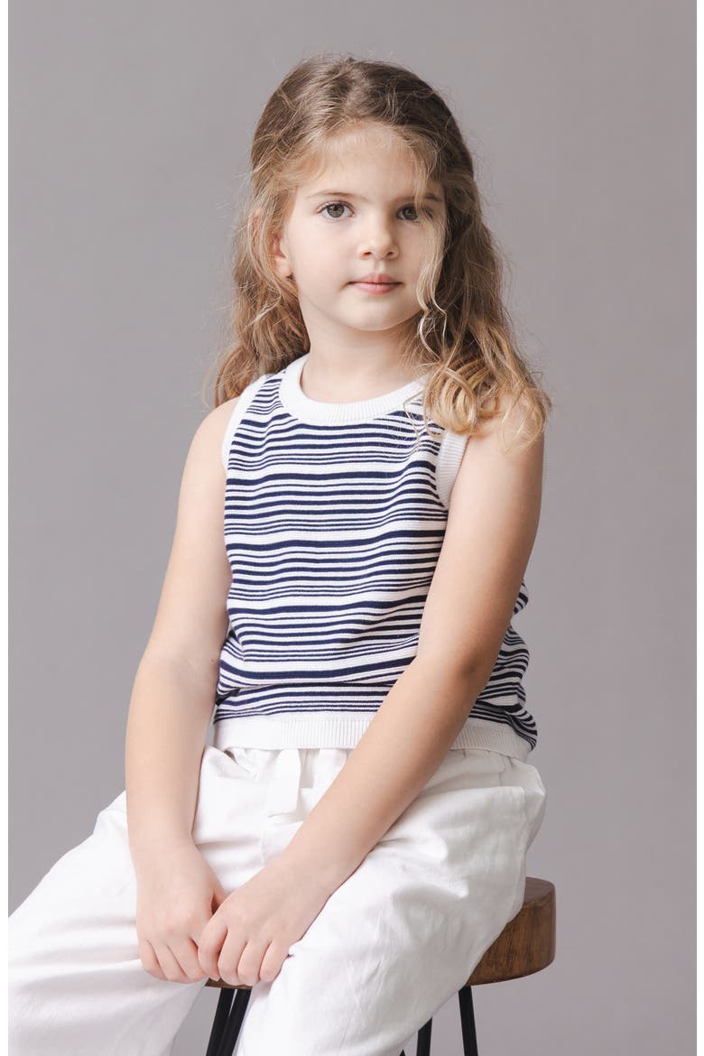 Kids' Organic Sweater Tank, Alternate, color, Navy and White Stripe