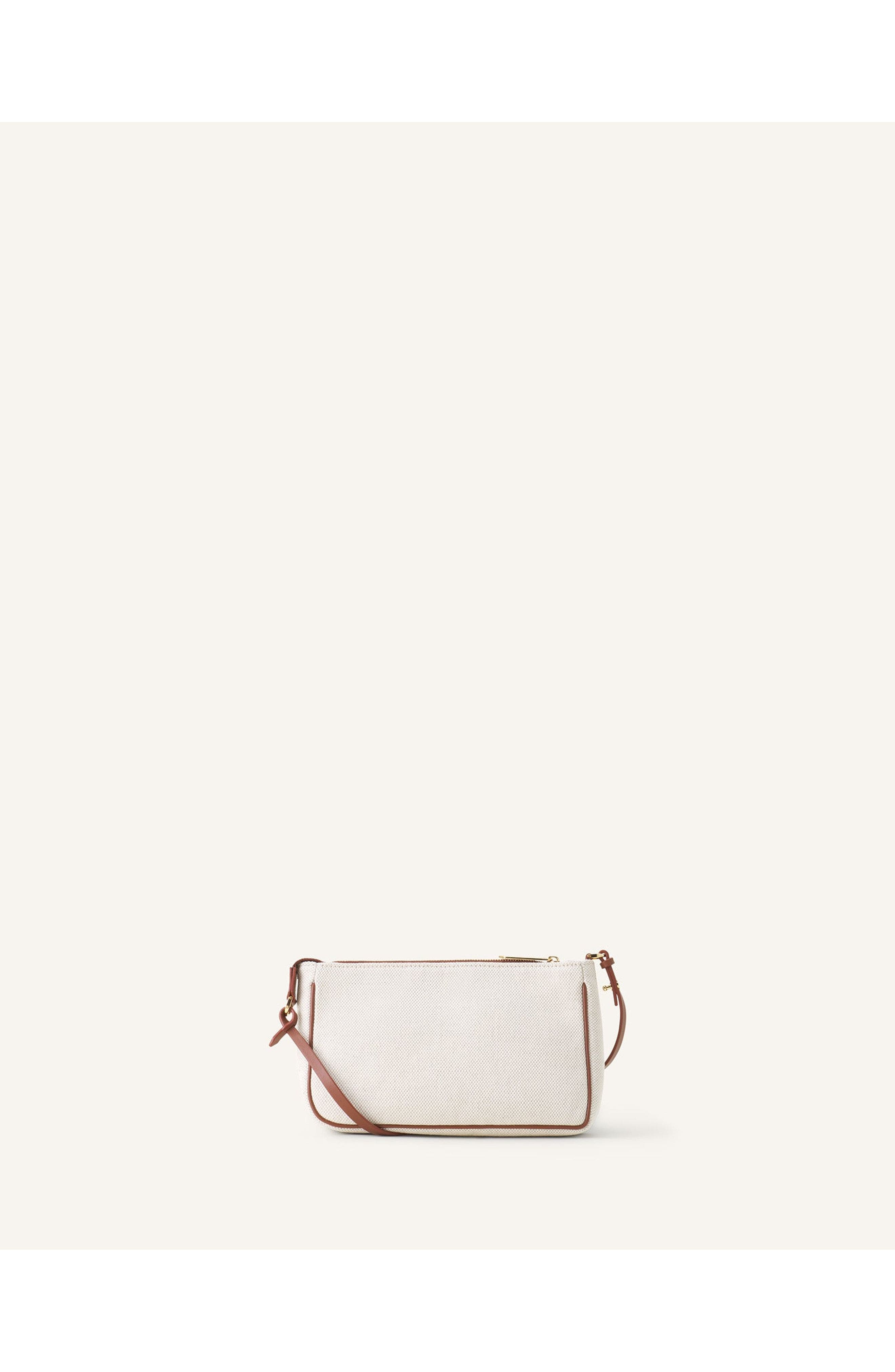 Lanvin Compagnon Small Zipped Sholder Bag In Canvas, Alternate, color, Ecru/Cognac