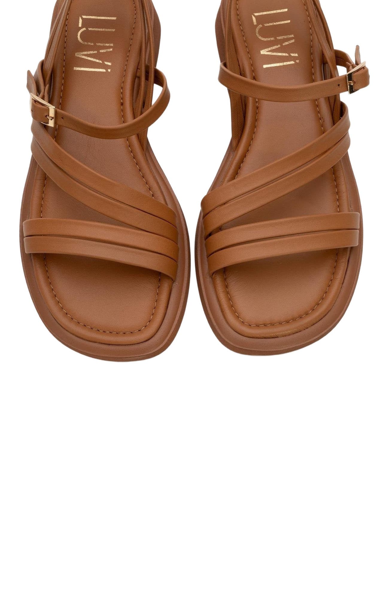 Cesar Leather Sandals, Alternate, color, Cognac Brown Leather