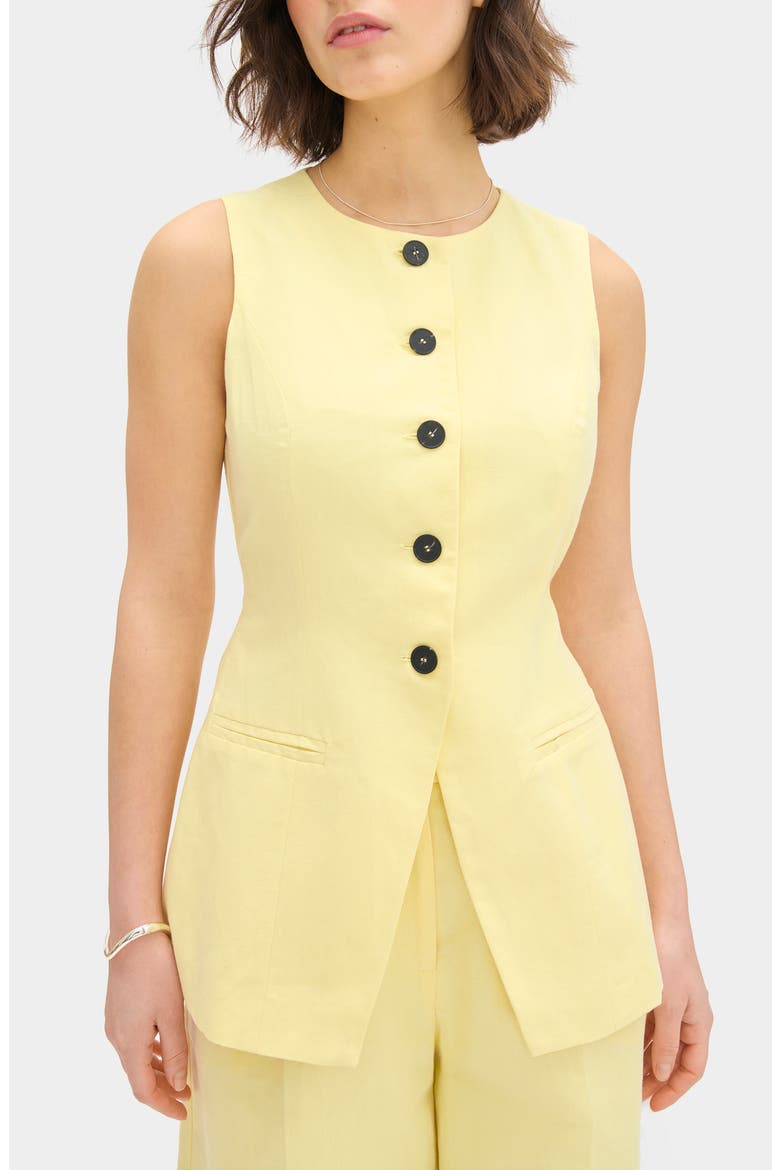 Leo Collarless Vest, Main, color, BUTTER YELLOW