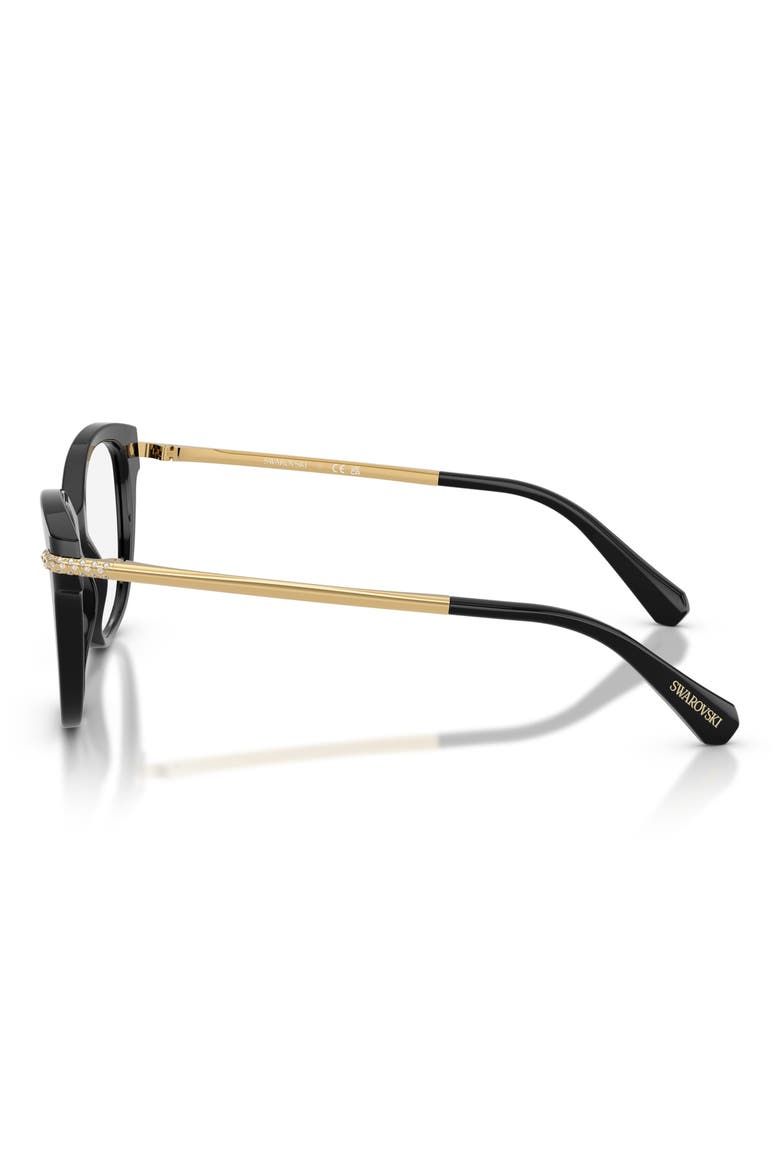 49mm Crystal Embellished Square Optical Glasses, Alternate, color, BLACK/ DEMO LENS