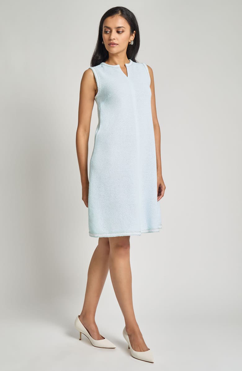 Misook Modern Fit A-Line Knit Dress, Alternate, color, Aquatic/ White
