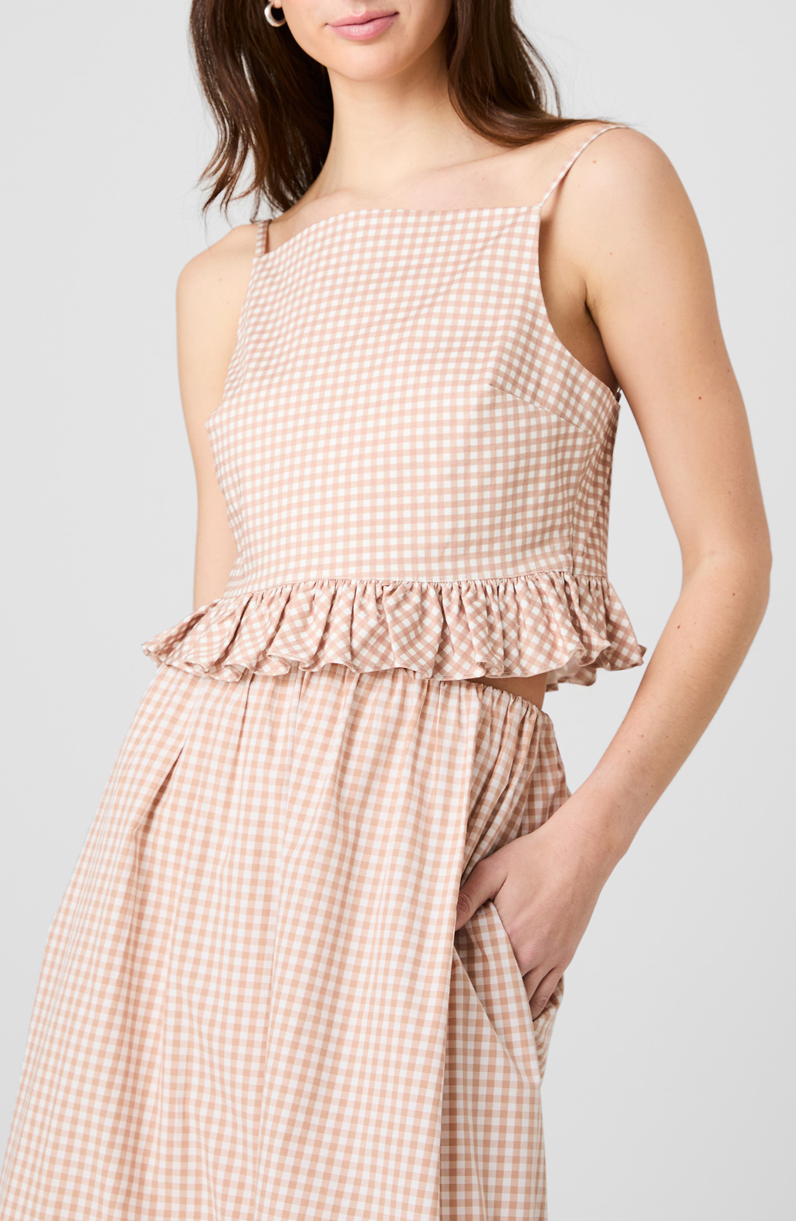 selected PETITE GINGHAM ALMOND NUDE