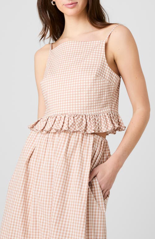 French Connection Lilah Gingham Crop Camisole in Petite Gingham Almond Nude at Nordstrom, Size 2