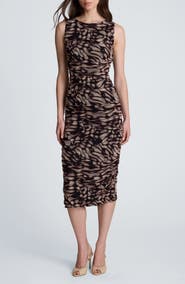 Kenneth Cole Ruched Sleeveless Midi Dress