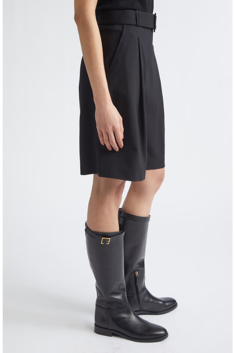 Belted Stretch Virgin Wool Shorts, Alternate, color, 22 BLACK