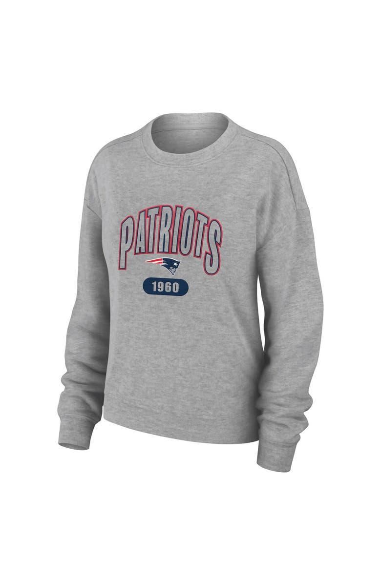 WEAR by Erin Andrews Women's WEAR by Erin Andrews Heather Gray New England Patriots Knit Long Sleeve Tri-Blend T-Shirt & Pants Sleep Set, Alternate, color, Heather Gray