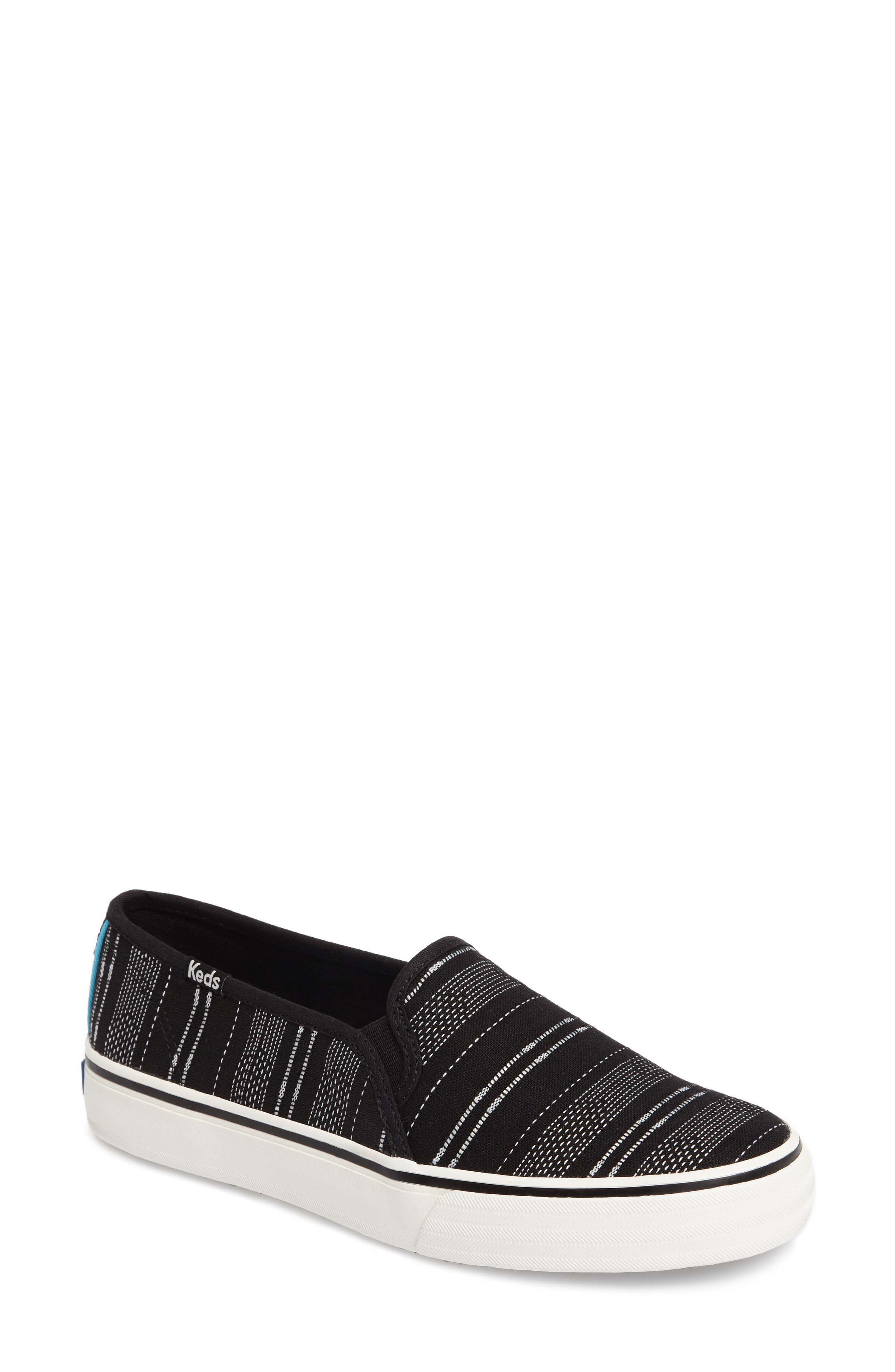Double Decker Baja Stripe Slip-On Sneaker, Main, color, BLACK
