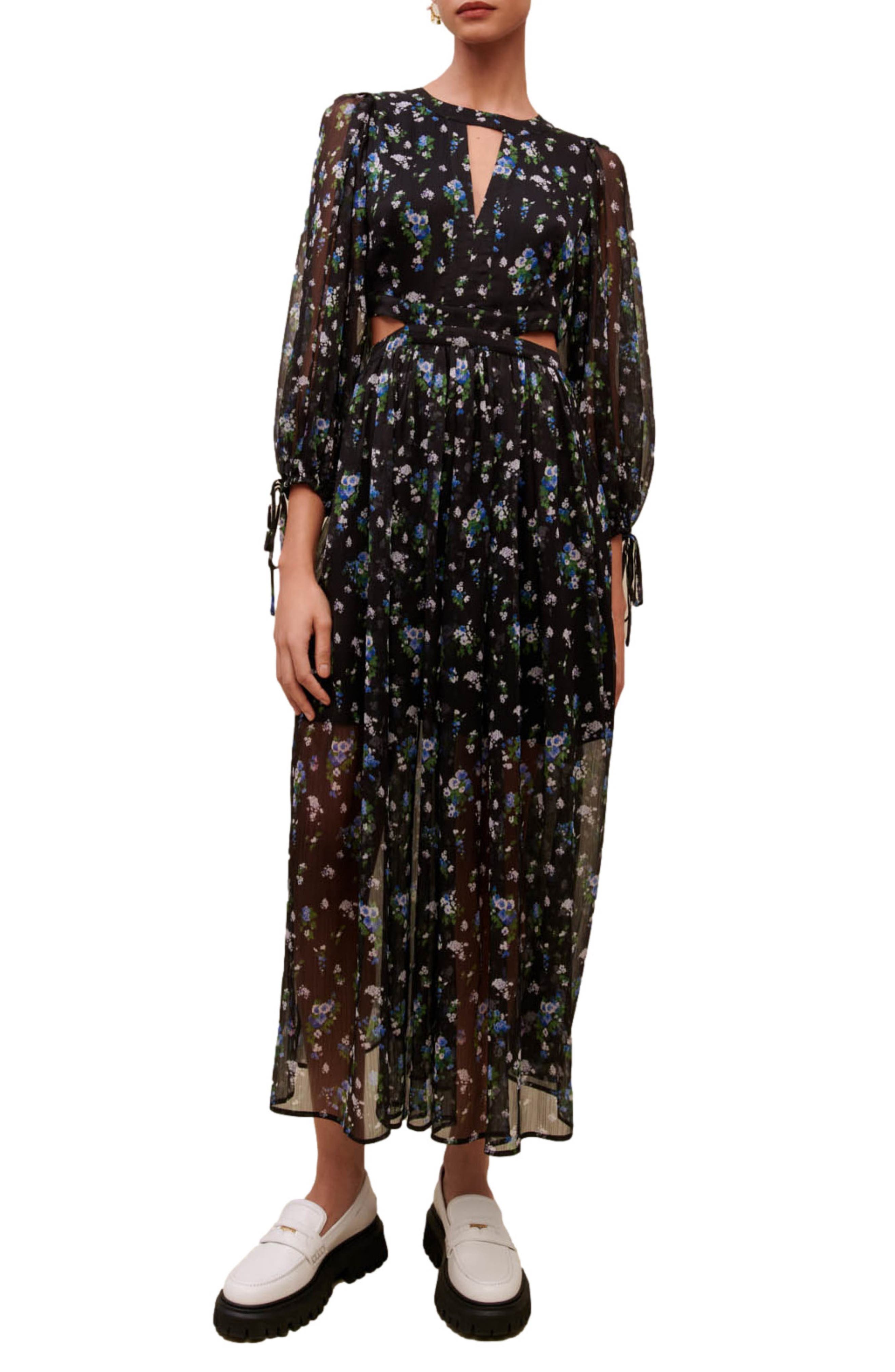 maje Risof Floral Cutout Dress