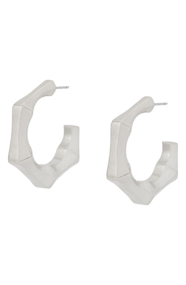 AllSaints Small Hexagon Hoop Earrings, Alternate, color, Warm Silver