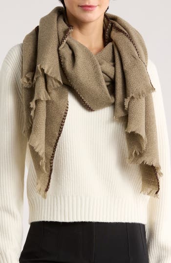 Vince Camuto Whipstitch Basketweave Knit Scarf In Brown