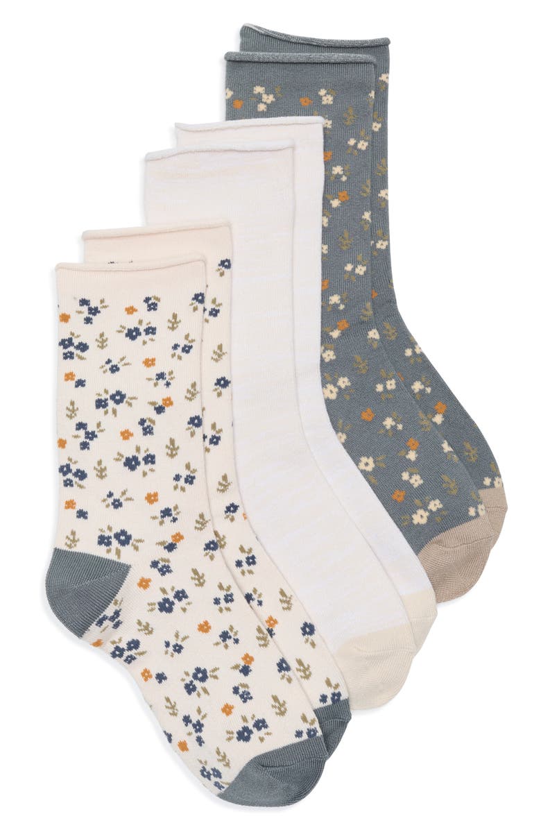 Lemon 3-Pack Crew Socks, Main, color, Grey/ Multi