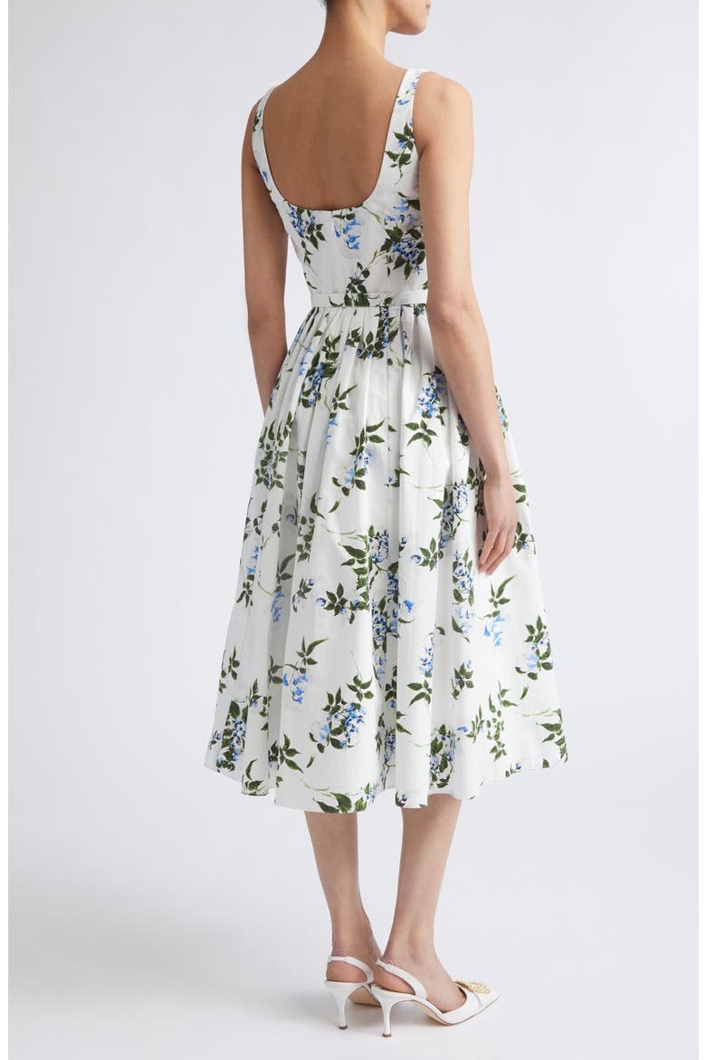 Eglantine Belted Midi Dress, Alternate, color, WHITE-LILAC LILLIES/ CHERRY