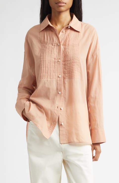 Journey Pleated Bib Oversize Button-Up Shirt