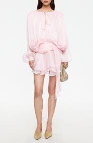 LIONESS Elements Pleated Long Sleeve Minidress