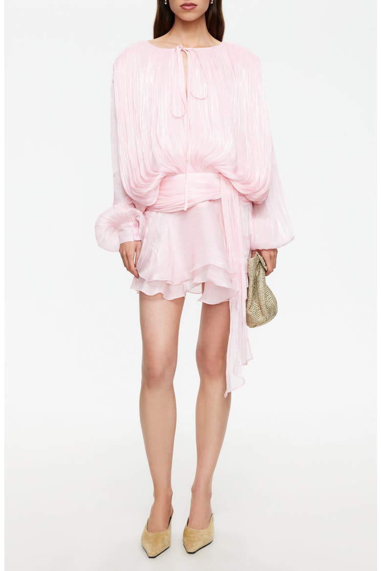 pleated long sleeve mini dress Malia Long Sleeve Mini Dress in Noir