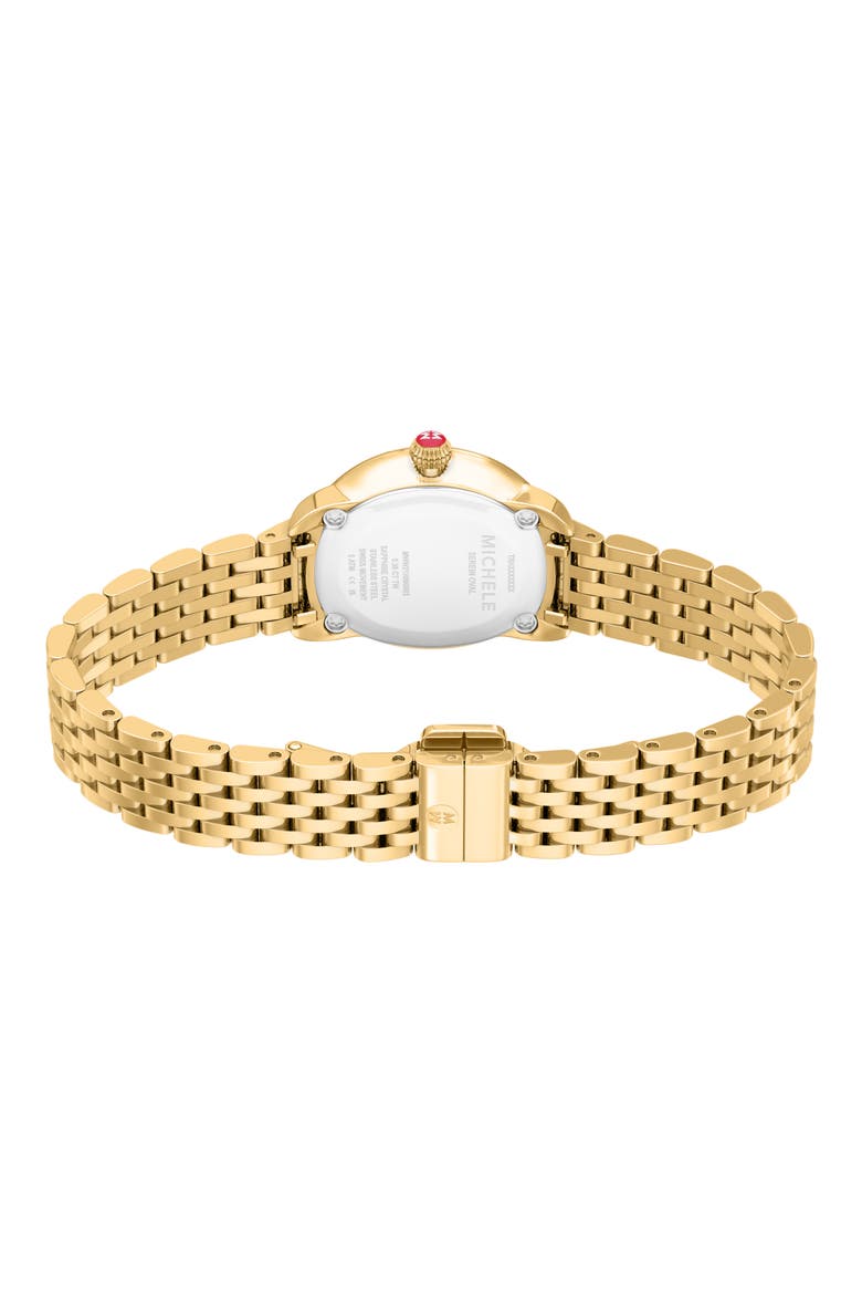 Serein Oval Diamond & Mother-of-Pearl Bracelet Watch, 24mm x 27mm, Alternate, color, GOLD