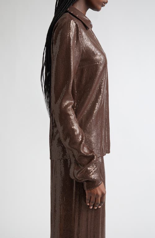 Michael Kors Collection Hansen Sequin Embellished Button-up Shirt In Brown