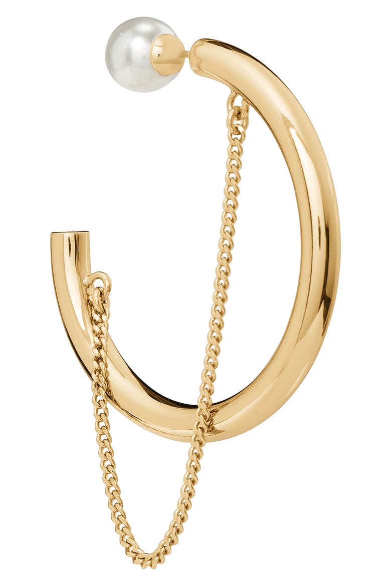 chain reaction hoop earrings, Alternate, color, CREAM.