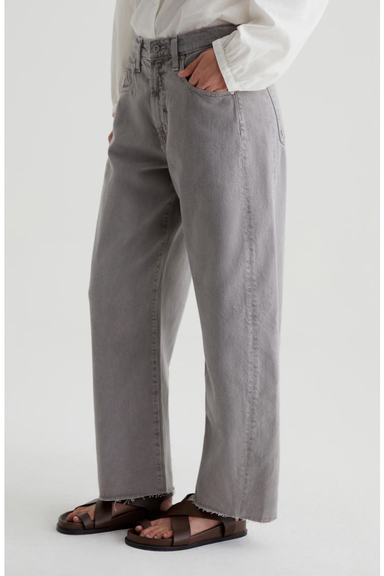 Hattie Raw Hem High Waist Crop Barrel Jeans, Alternate, color, SULFUR PEBBLE GREY
