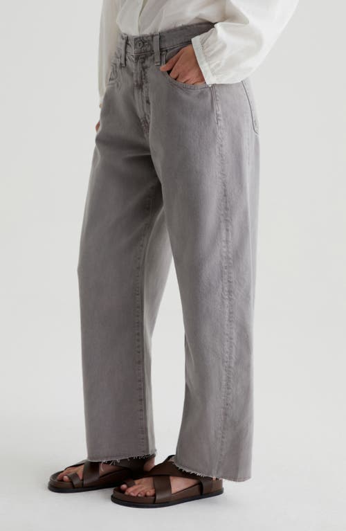 Ag Hattie Raw Hem High Waist Crop Barrel Jeans In Sulfur Pebble Grey