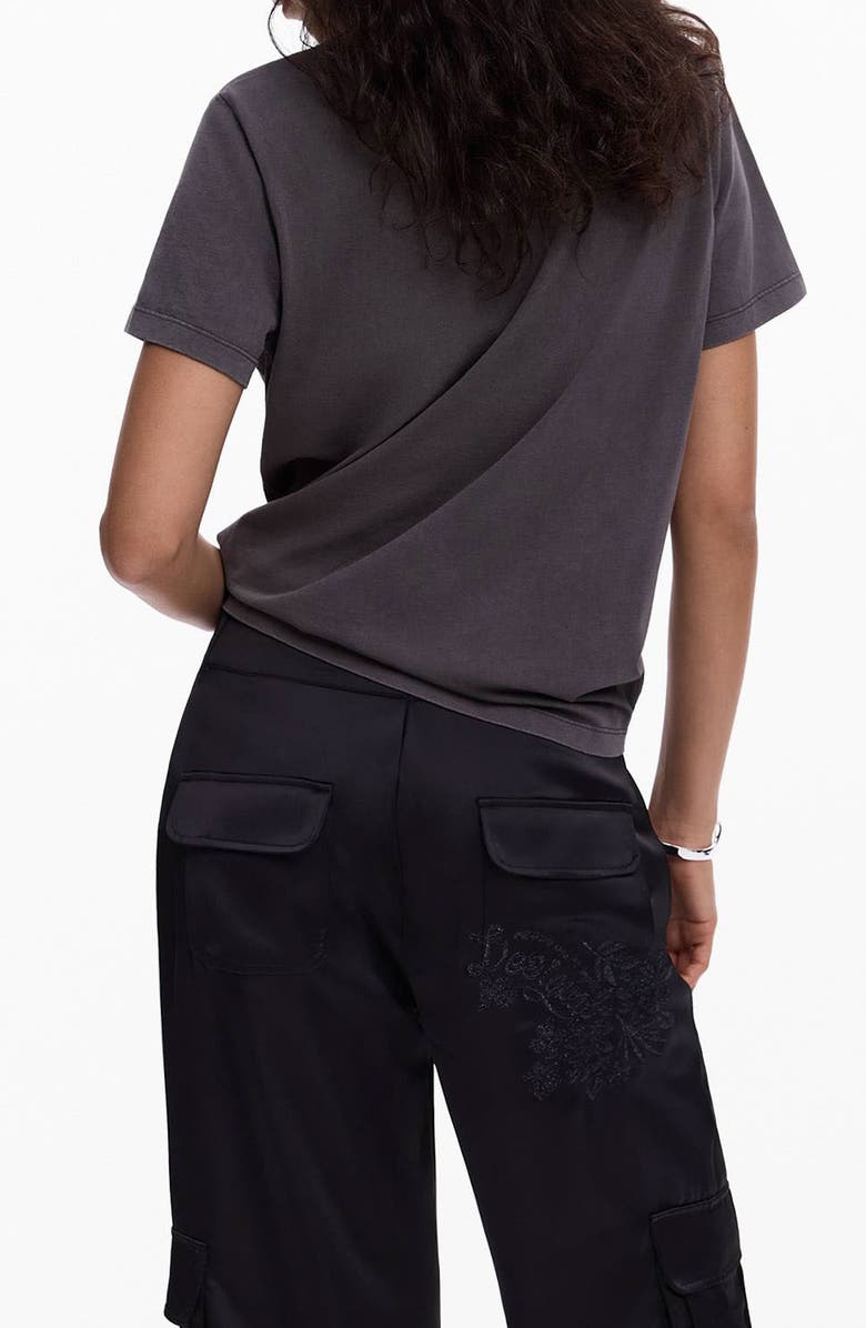 Desigual Embellished Cotton Graphic T-Shirt, Alternate, color, Dark Grey