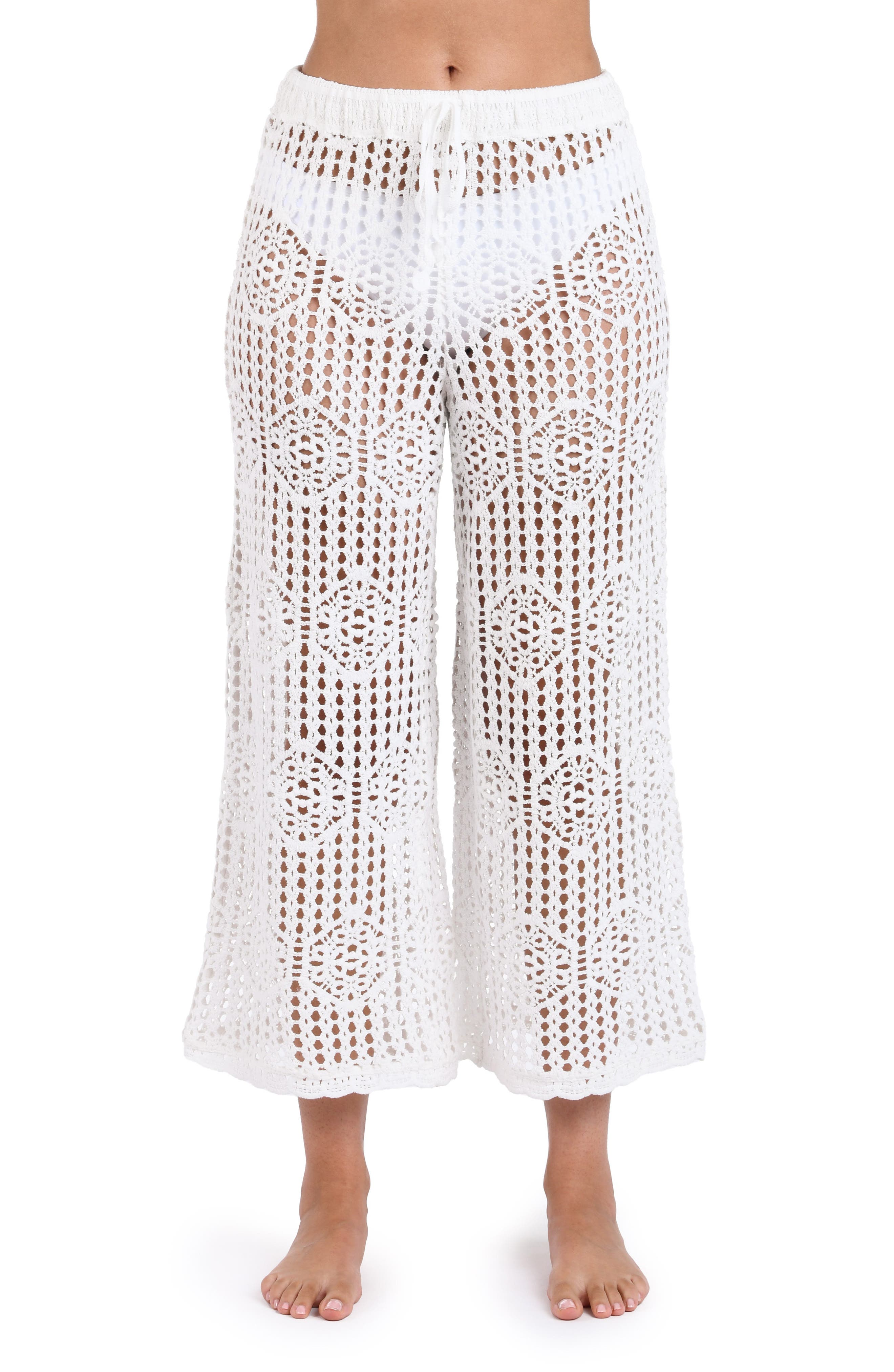La Blanca Waverly Open Stitch Cotton Crop Cover-Up Pants