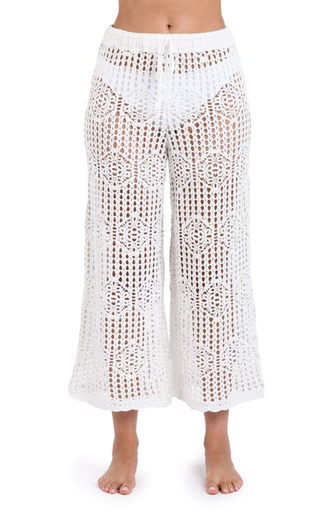 Waverly Open Stitch Cotton Crop Cover-Up Pants