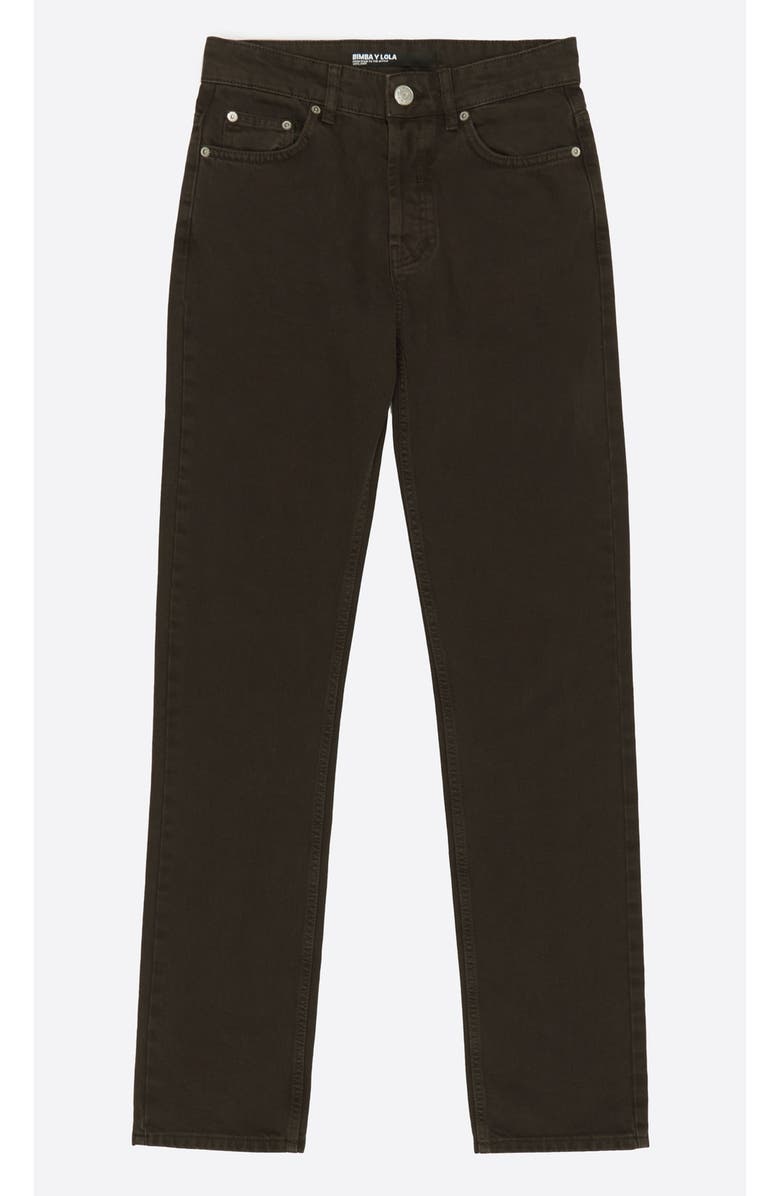 Bimba y Lola Denim Fitted Trousers, Alternate, color, Dark Brown