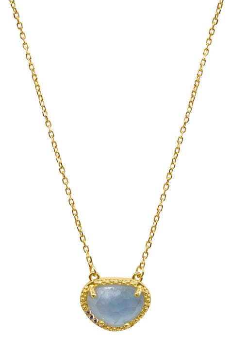 14K Yellow Gold Plated Sterling Silver Birthstone Pendant Necklace