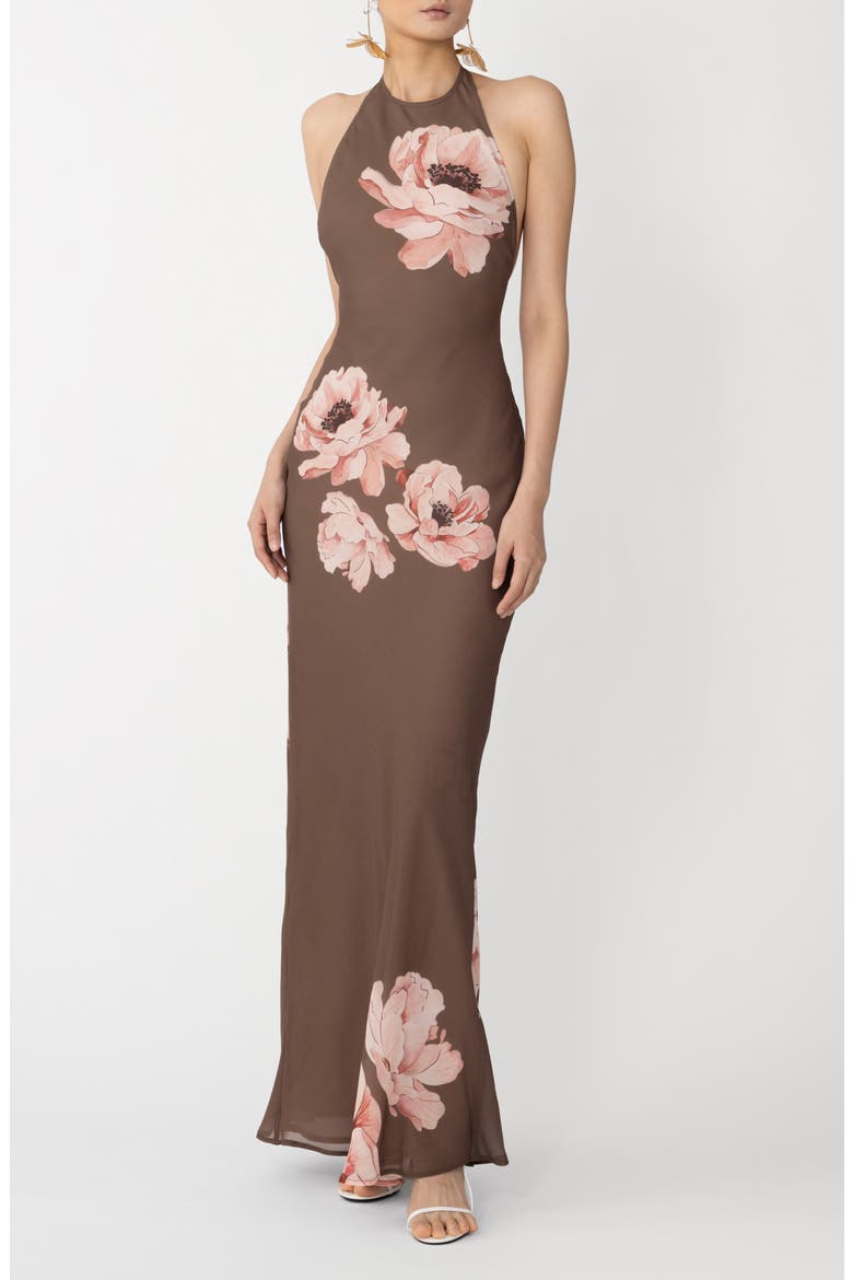 Gwyneth Floral Print Dress, Alternate, color, MOCHA MULTI