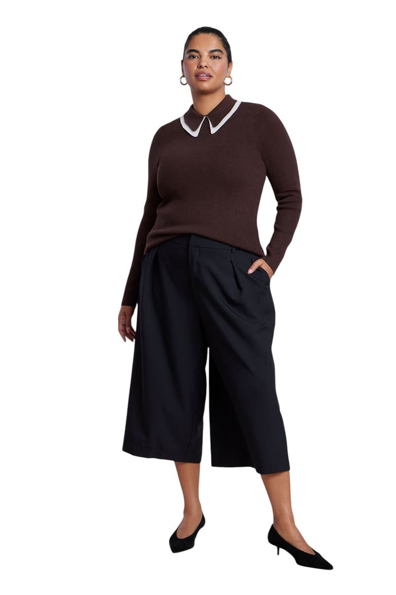 Double Collared Sweater, Alternate, color, CHOCOLATE AND CREAM