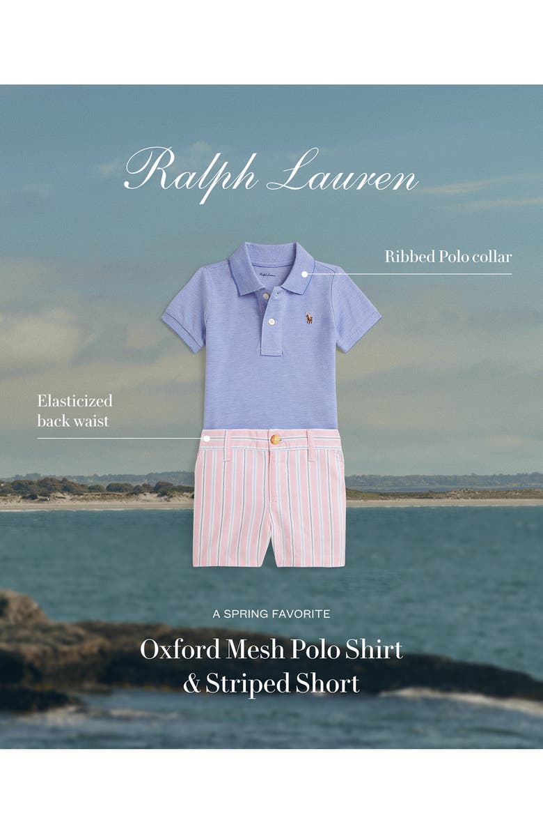 Ralph Lauren Oxford Mesh Button-Up Shirt & Shorts Set, Alternate, color, Harbor Island Blue