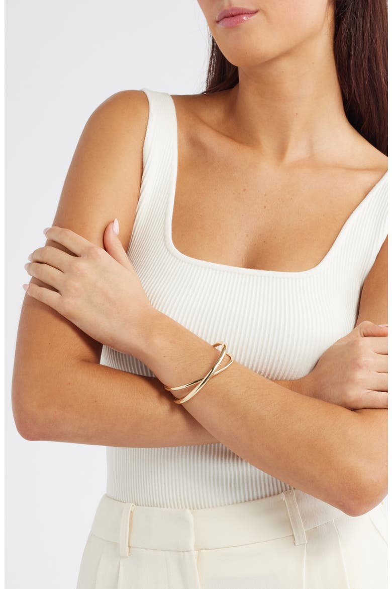 Crossover Cuff Bracelet, Alternate, color, GOLD