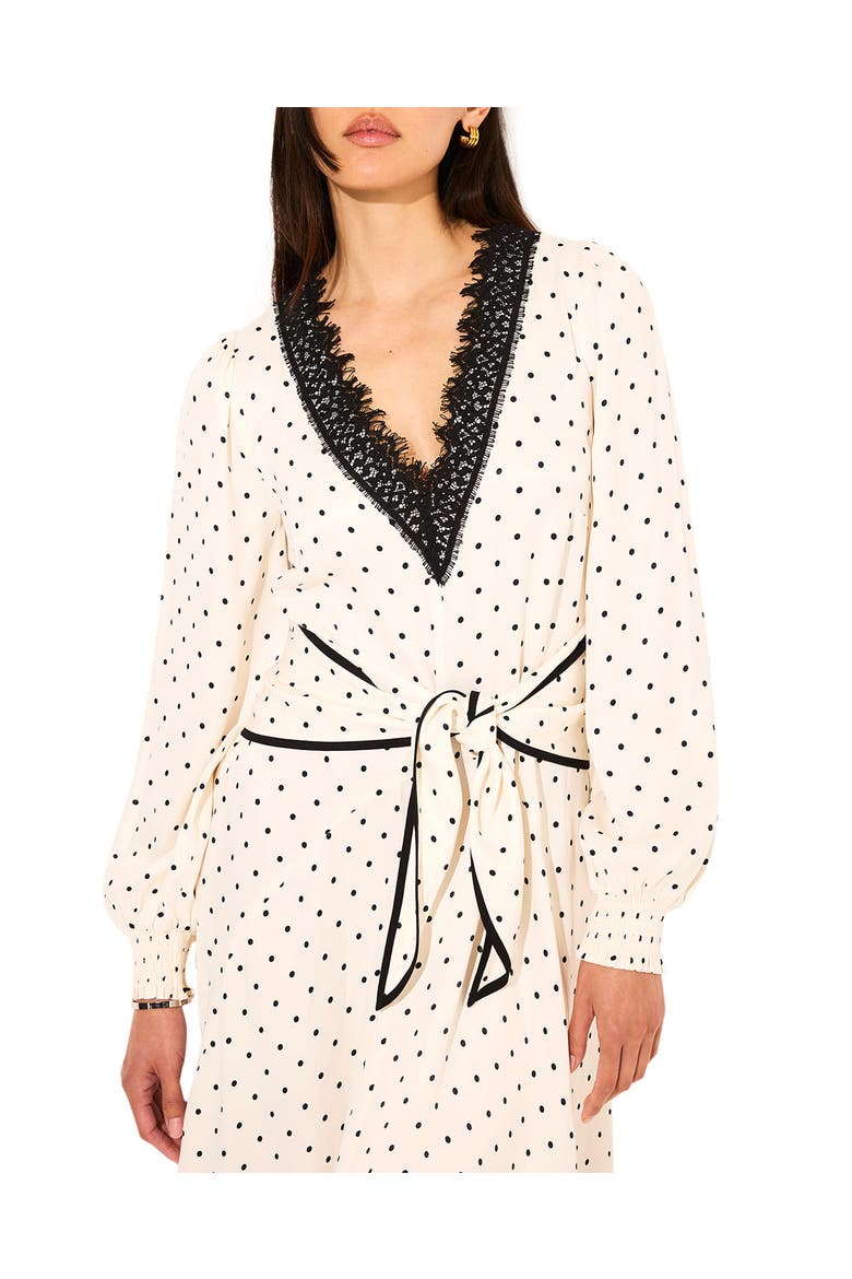Polka Dot Tie Maxi Dress, Alternate, color, Cream