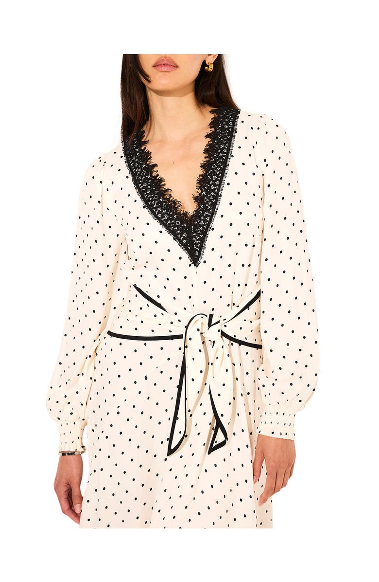 MINT VELVET Polka Dot Tie Maxi Dress, Alternate, color, Cream