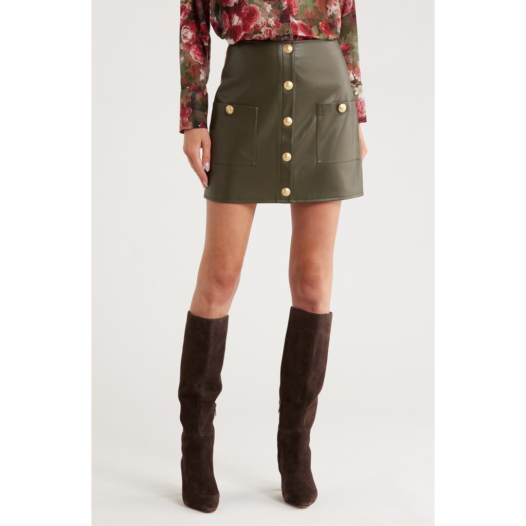 L Agence L'agence Truman Snap Faux Leather Miniskirt In Green