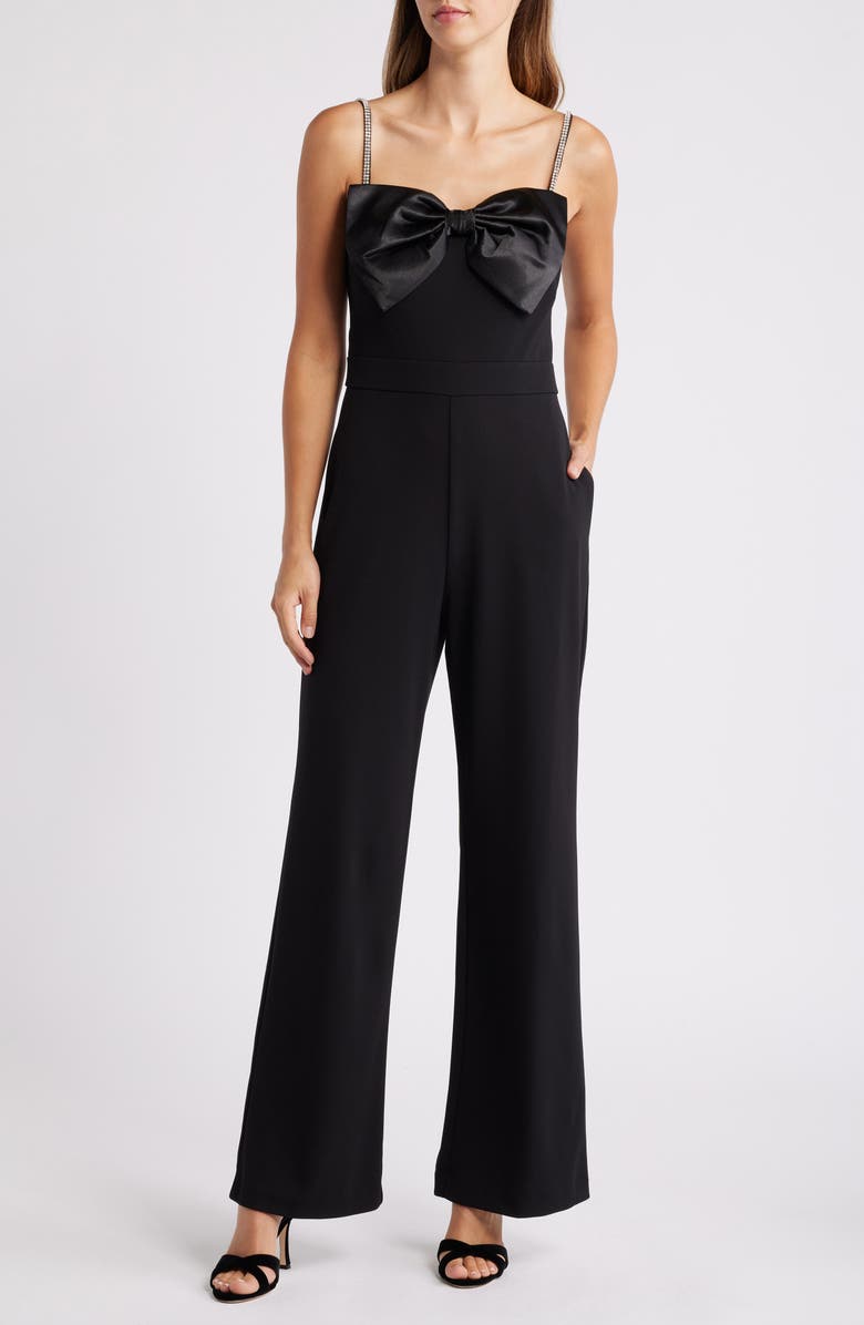Eliza J Bow Embellished Strap Jumpsuit, Main, color,