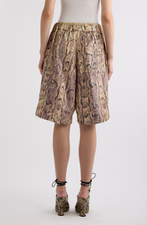 Shop Dries Van Noten Pomy Snakeskin Print Sequin Shorts In Lilac
