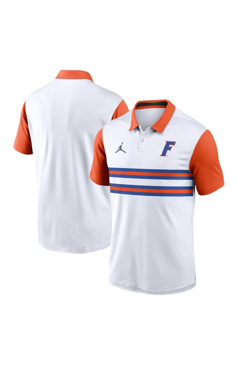 Jordan Brand Men's Jordan Brand White/Orange Florida Gators Athletic Prep Alt Logo Vapor Performance Polo, Main, color, 