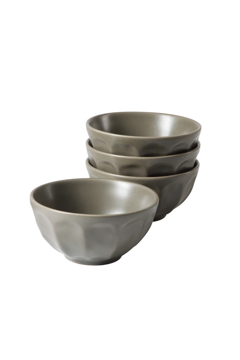 Yuelu Bloom 6.4 Inch Cereal Bowls Set of 4 - Scallop Embossed Soup Bowl Set, Main, color, Olive Stone