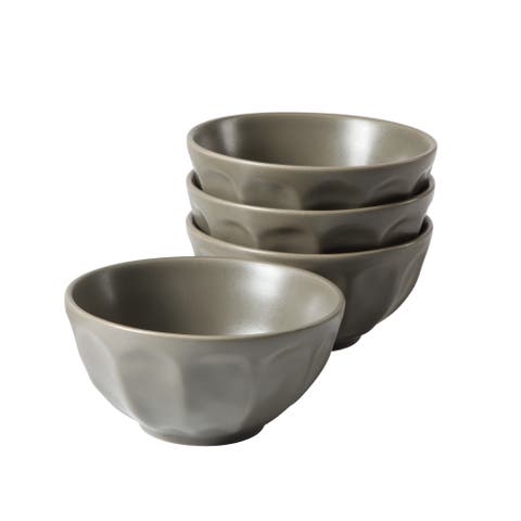 Yuelu Bloom 6.4 Inch Cereal Bowls Set of 4 - Scallop Embossed Soup Bowl Set