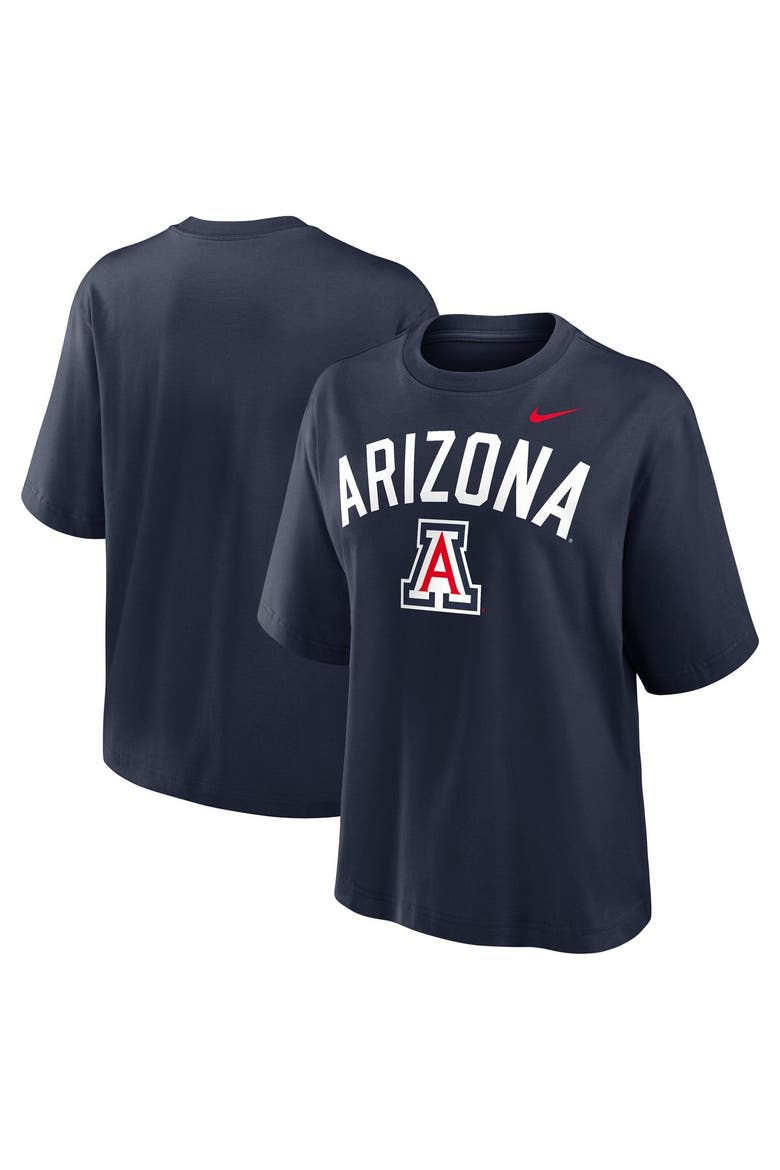 Women's Nike  Navy Arizona Wildcats Arch Logo Boxy T-Shirt, Alternate, color, Navy
