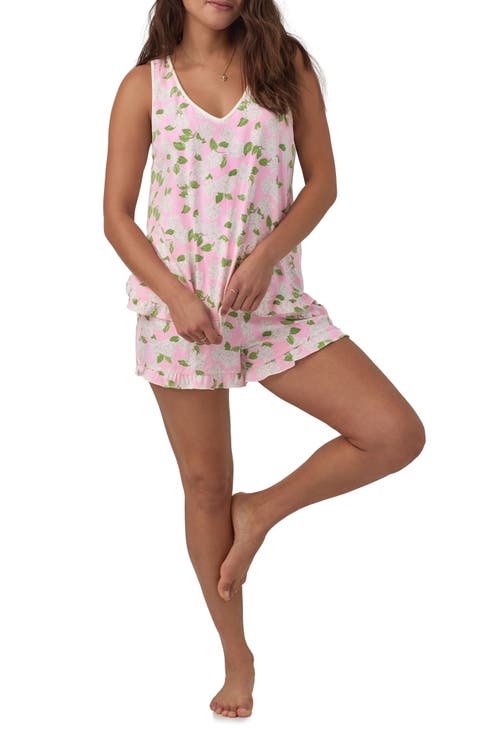 Print Stretch Organic Cotton Jersey Tank Short Pajamas (Regular & Plus)
