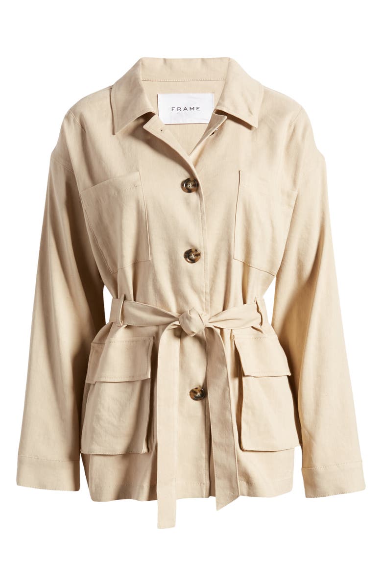 FRAME Belted Organic Linen Blend Cargo Jacket, Alternate, color, 