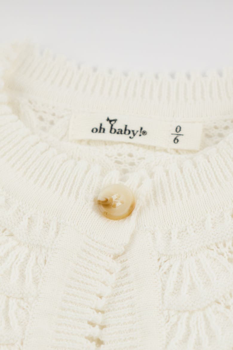 Shell Stitch Juliet Pointelle Short Sleeve Cardigan, Alternate, color, Cream