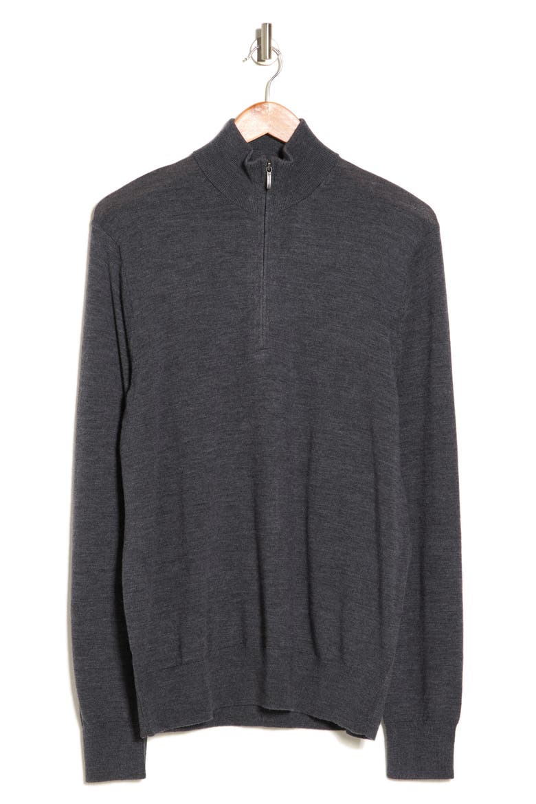 Merino Wool Quarter Zip Pullover, Alternate, color, CHARCOAL